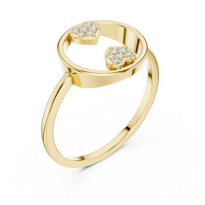 Round Lab Grown Diamond Double Heart Ring