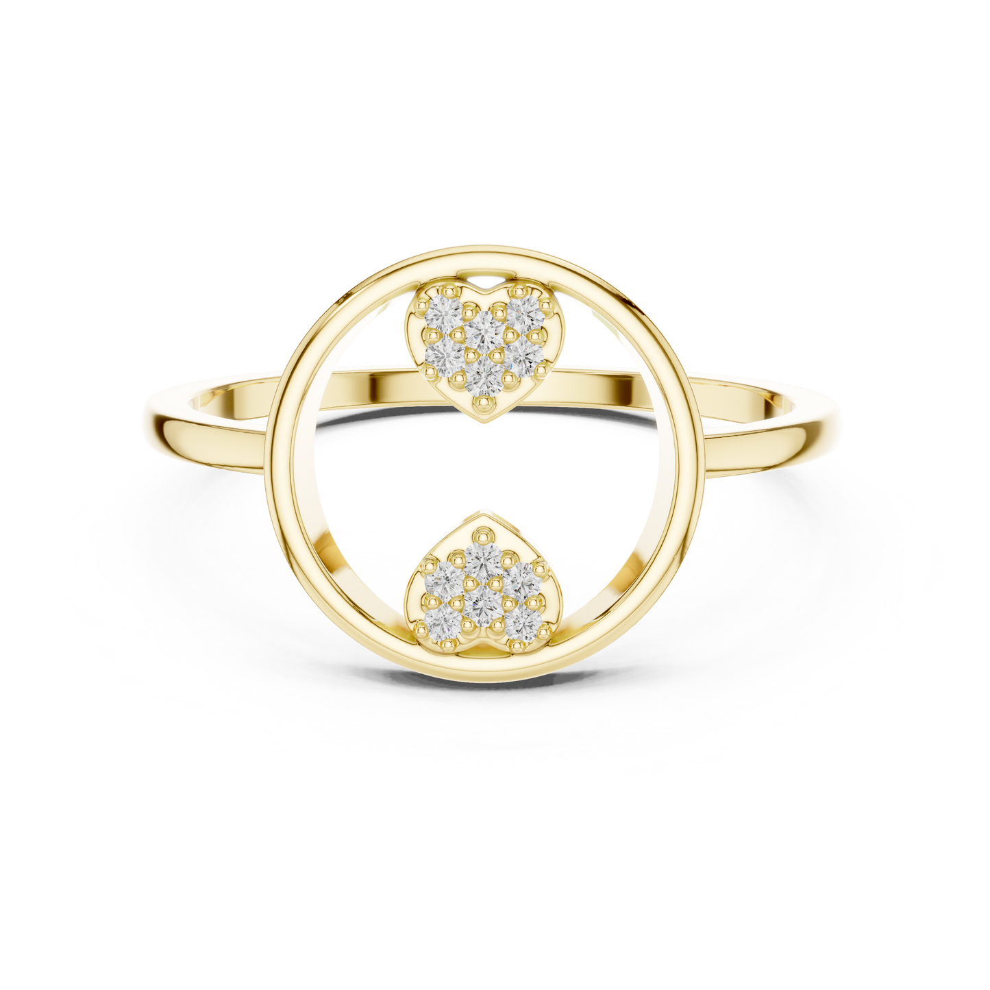Round Lab Grown Diamond Double Heart Ring