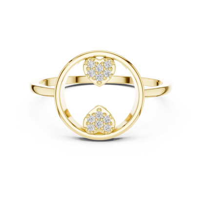Round Lab Grown Diamond Double Heart Ring