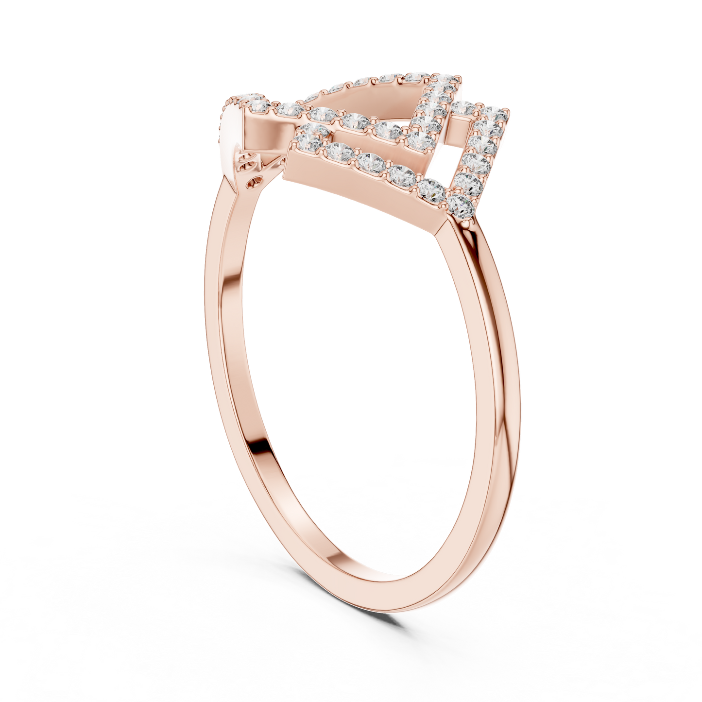 White Gold Lab Grown Diamond Pave Kite Ring