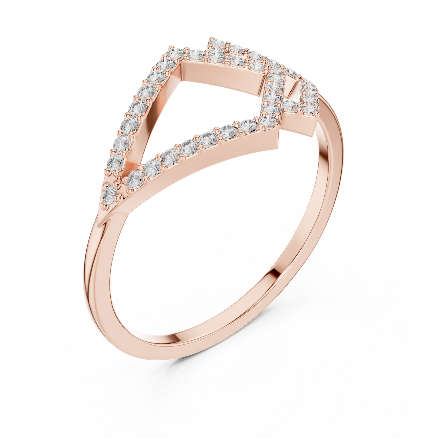 White Gold Lab Grown Diamond Pave Kite Ring