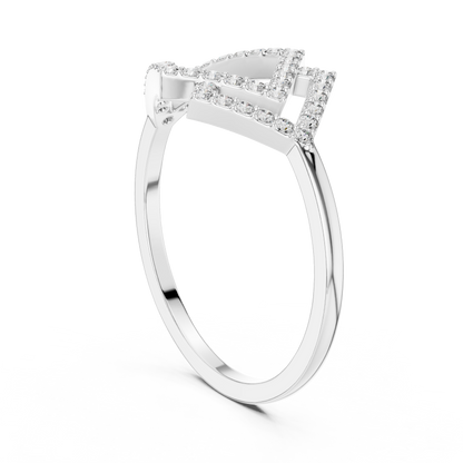 White Gold Lab Grown Diamond Pave Kite Ring