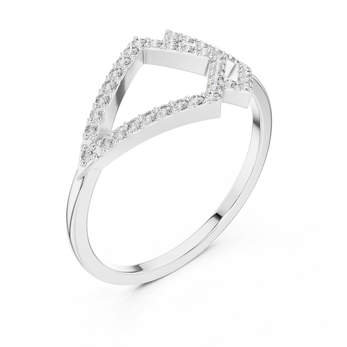 White Gold Lab Grown Diamond Pave Kite Ring