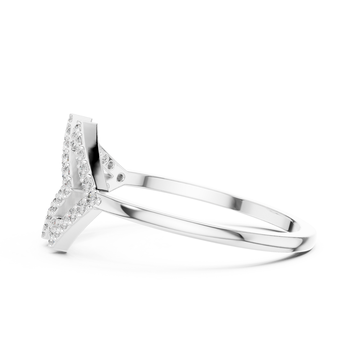 White Gold Lab Grown Diamond Pave Kite Ring