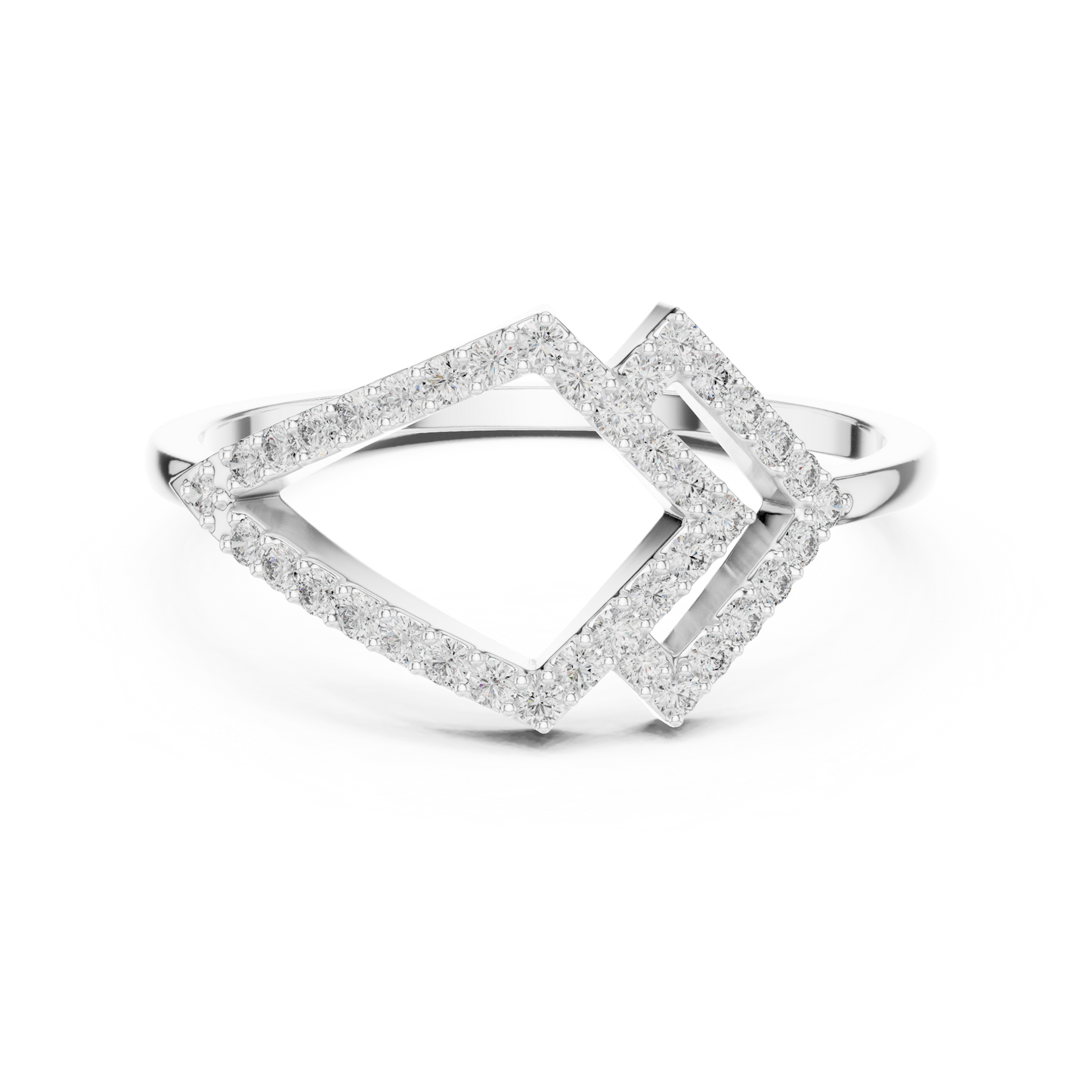 White Gold Lab Grown Diamond Pave Kite Ring