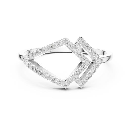 White Gold Lab Grown Diamond Pave Kite Ring
