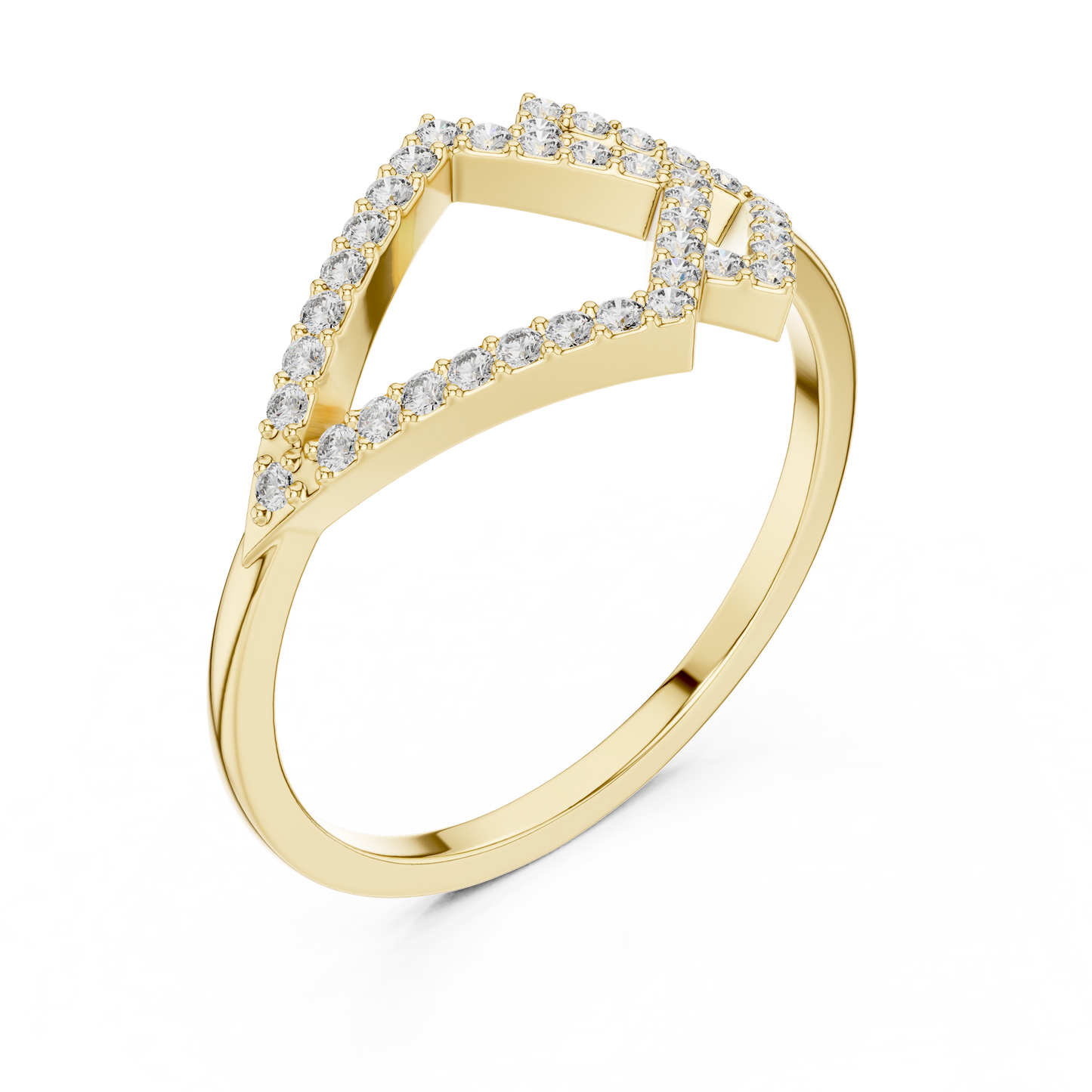 White Gold Lab Grown Diamond Pave Kite Ring
