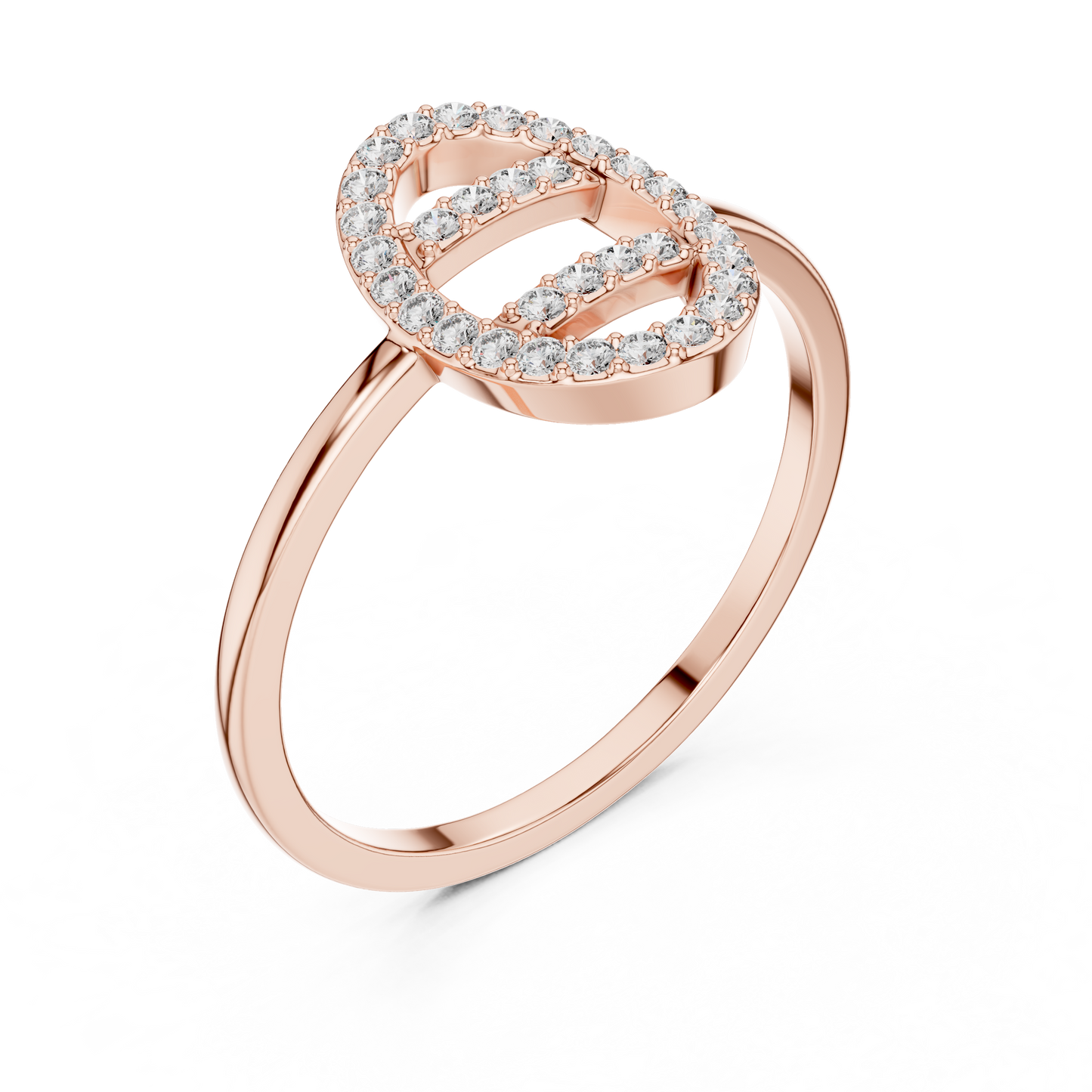 Round Lab Grown Diamond Oval Open Frame Ring
