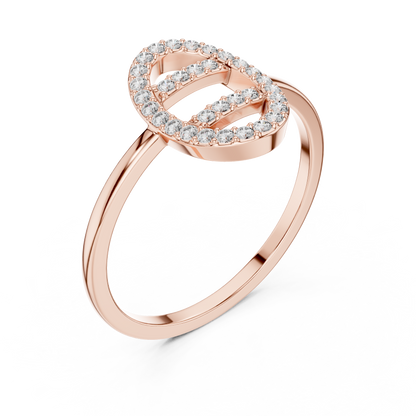 Round Lab Grown Diamond Oval Open Frame Ring