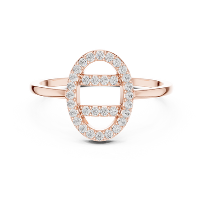 Round Lab Grown Diamond Oval Open Frame Ring