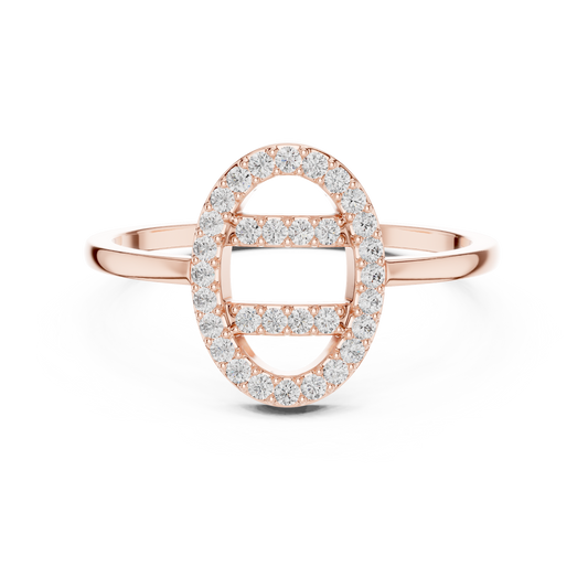 Round Lab Grown Diamond Oval Open Frame Ring