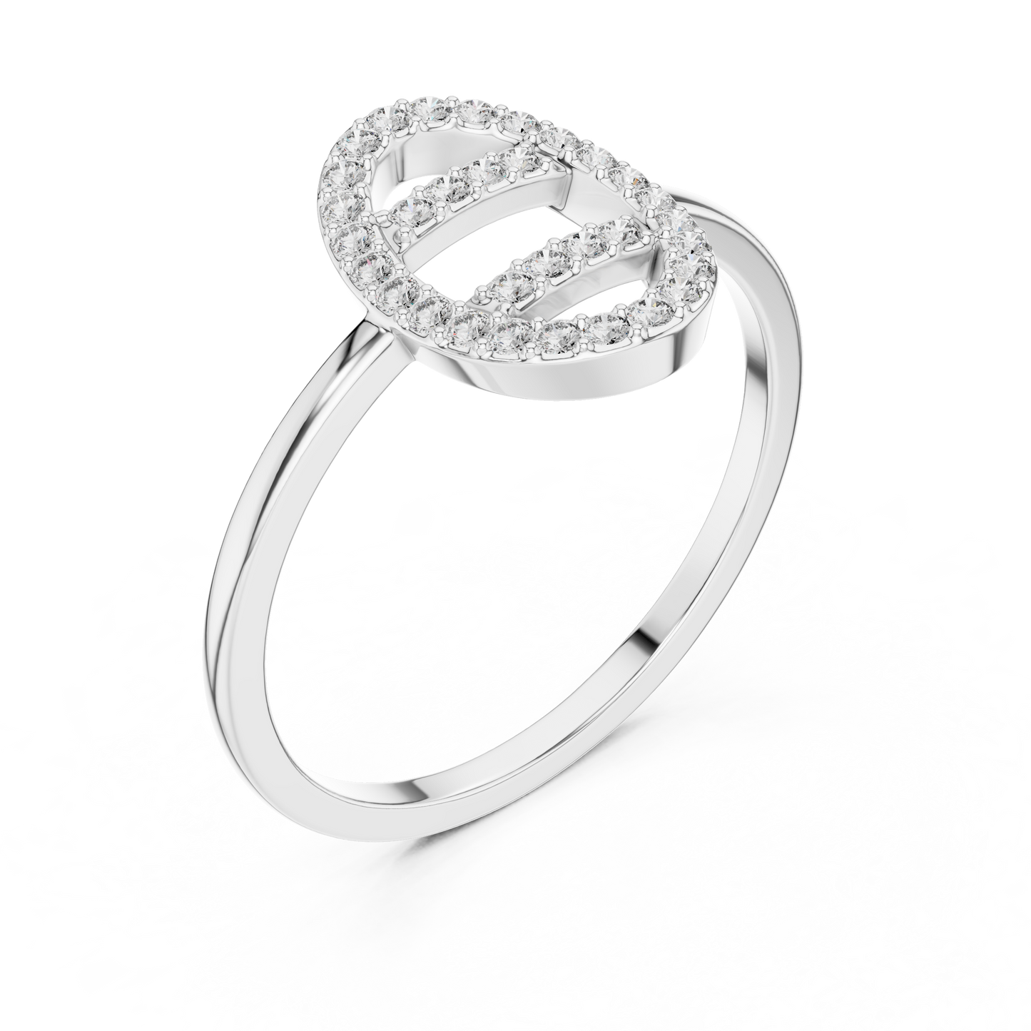 Round Lab Grown Diamond Oval Open Frame Ring