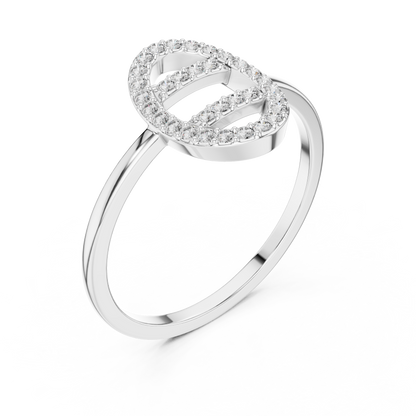 Round Lab Grown Diamond Oval Open Frame Ring