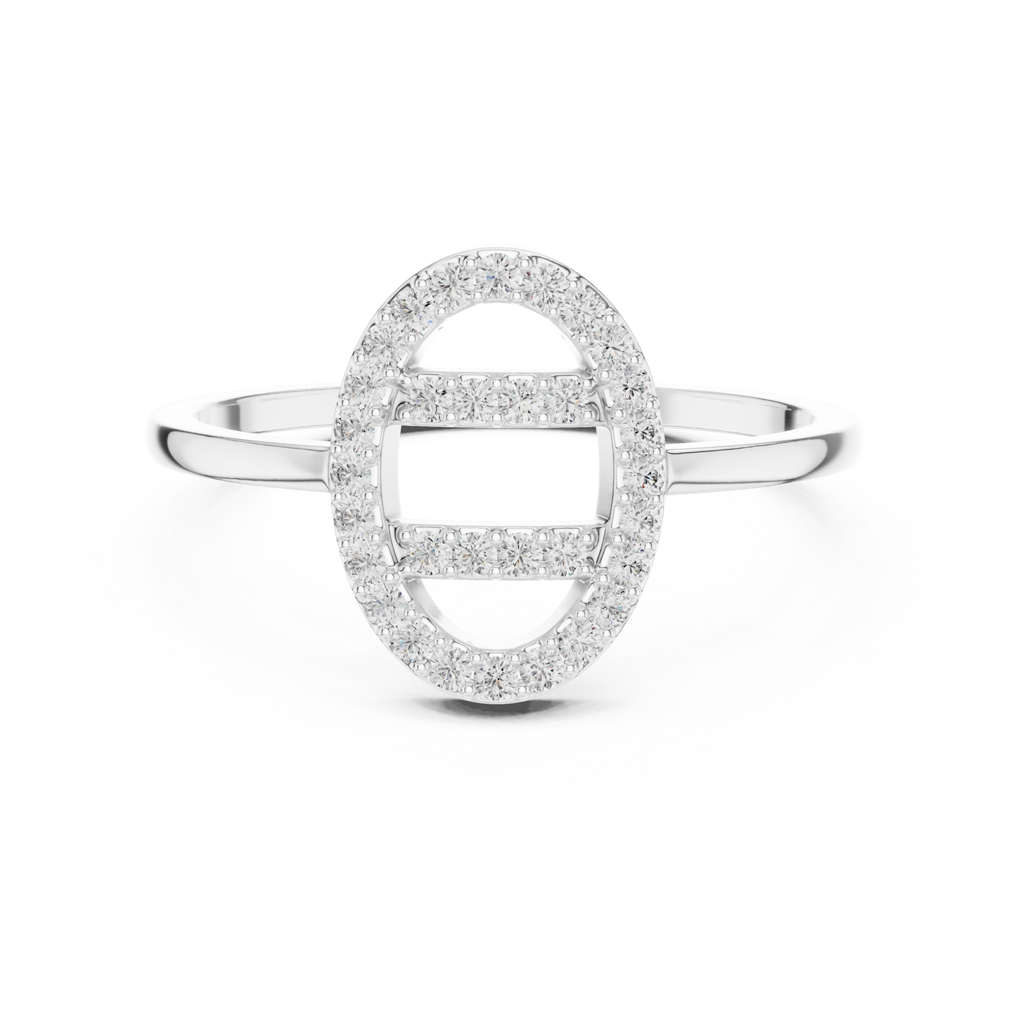 Round Lab Grown Diamond Oval Open Frame Ring