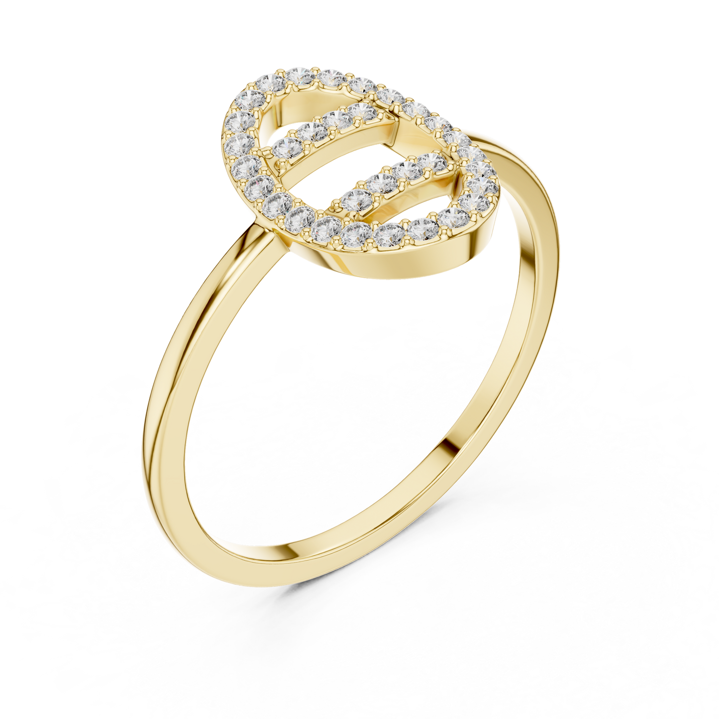 Round Lab Grown Diamond Oval Open Frame Ring