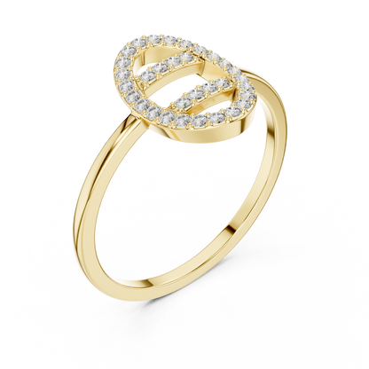 Round Lab Grown Diamond Oval Open Frame Ring