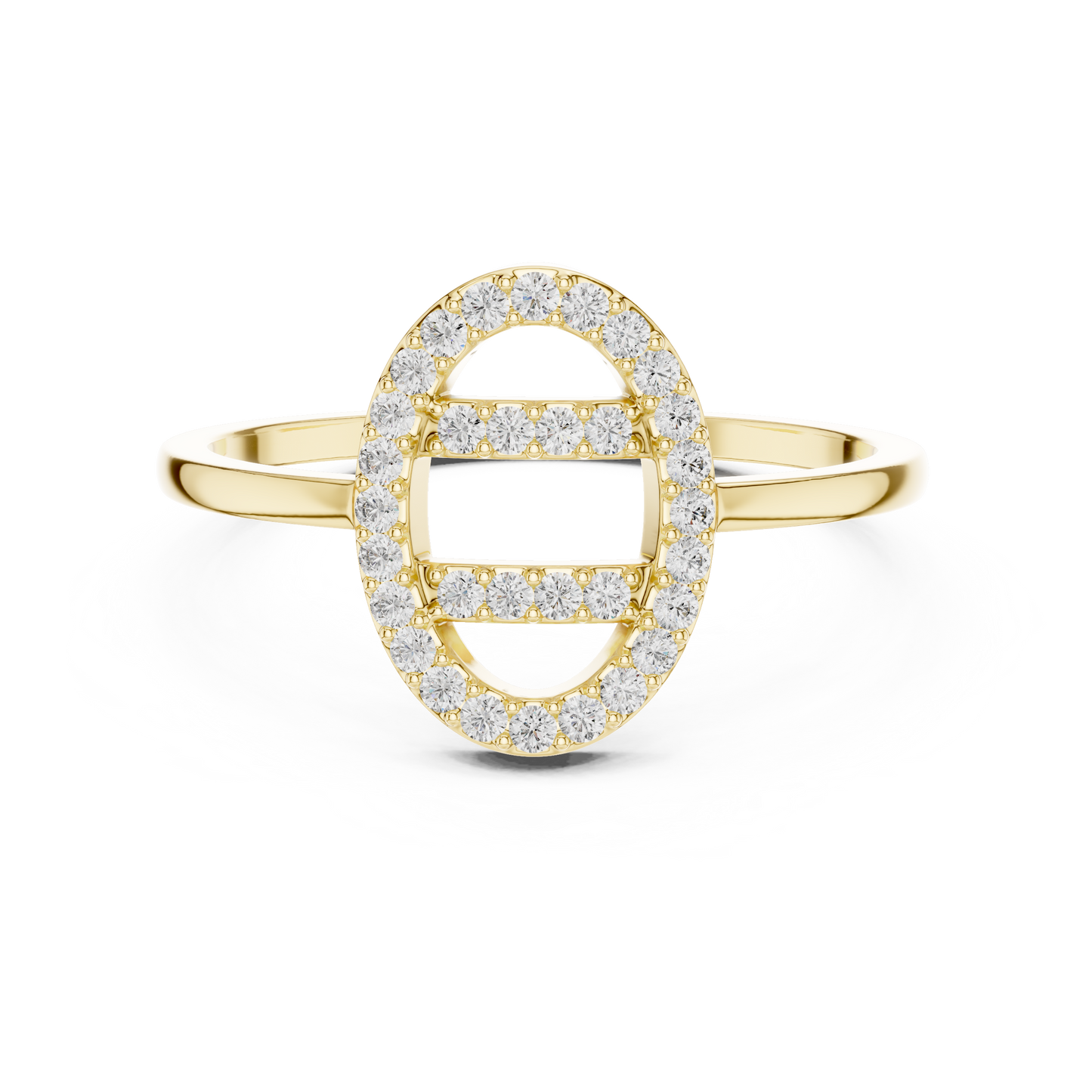 Round Lab Grown Diamond Oval Open Frame Ring