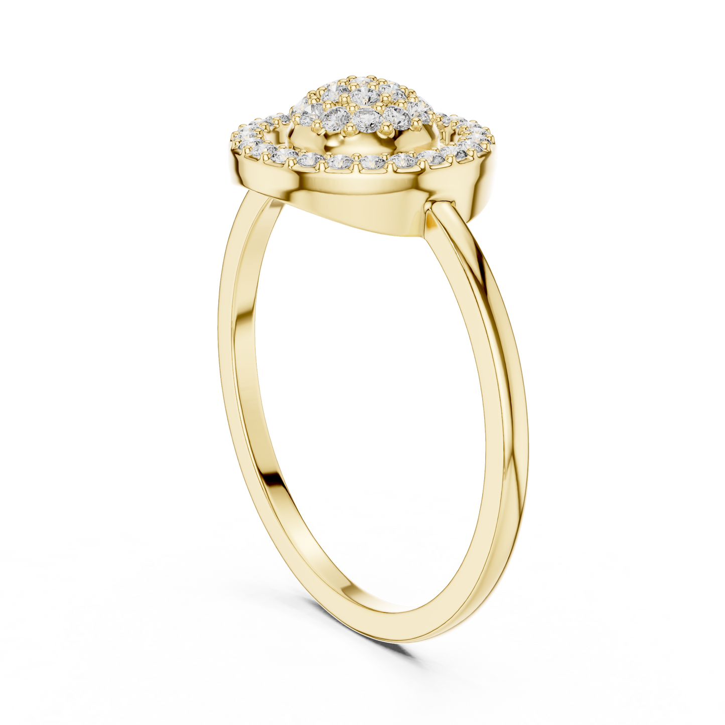 Lab Grown Diamond Medallion Ring in Yellow Gold
