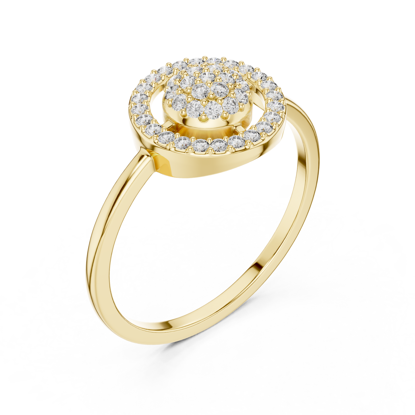 Lab Grown Diamond Medallion Ring in Yellow Gold