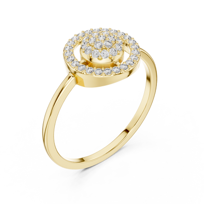 Lab Grown Diamond Medallion Ring in Yellow Gold