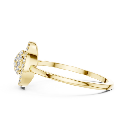 Lab Grown Diamond Medallion Ring in Yellow Gold