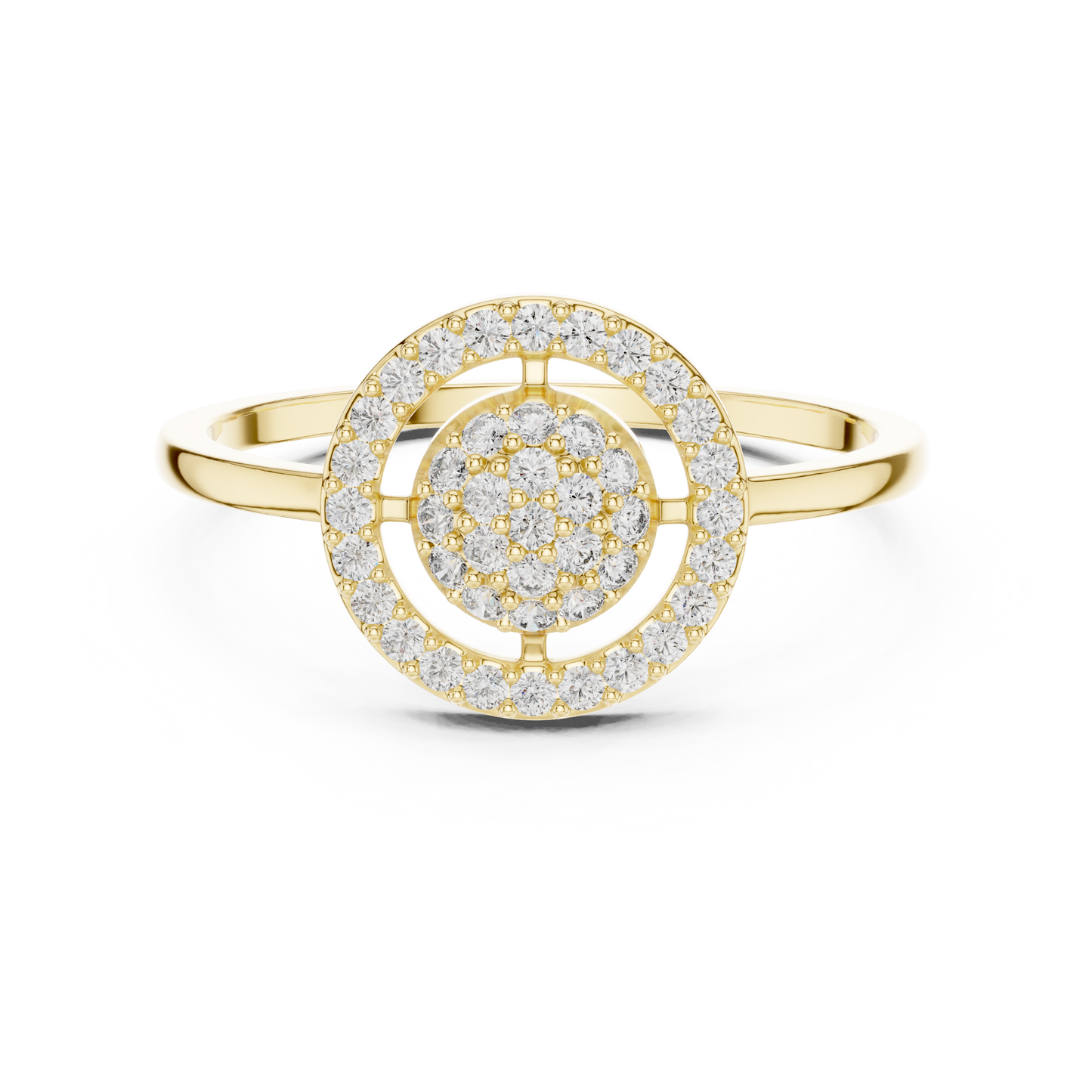 Lab Grown Diamond Medallion Ring in Yellow Gold