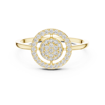 Lab Grown Diamond Medallion Ring in Yellow Gold