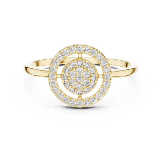 Lab Grown Diamond Medallion Ring in Yellow Gold