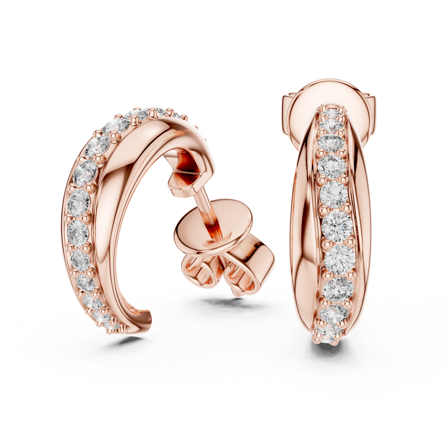 Round Lab Grown Diamond Half Hoop Earrings