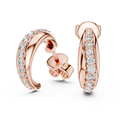 Round Lab Grown Diamond Half Hoop Earrings