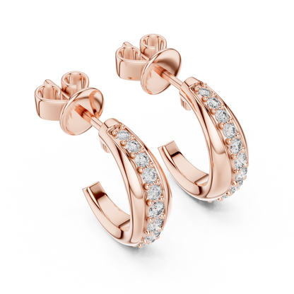 Round Lab Grown Diamond Half Hoop Earrings