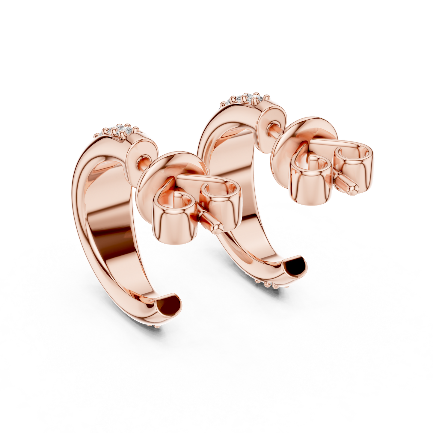 Round Lab Grown Diamond Half Hoop Earrings