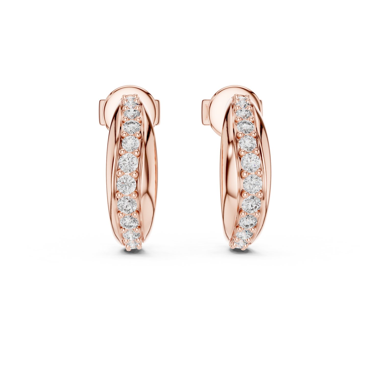 Round Lab Grown Diamond Half Hoop Earrings