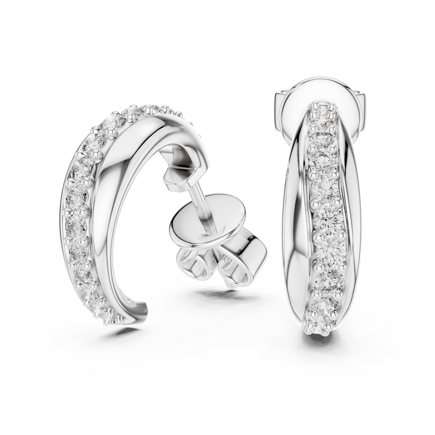 Round Lab Grown Diamond Half Hoop Earrings