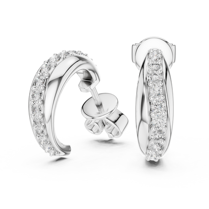 Round Lab Grown Diamond Half Hoop Earrings