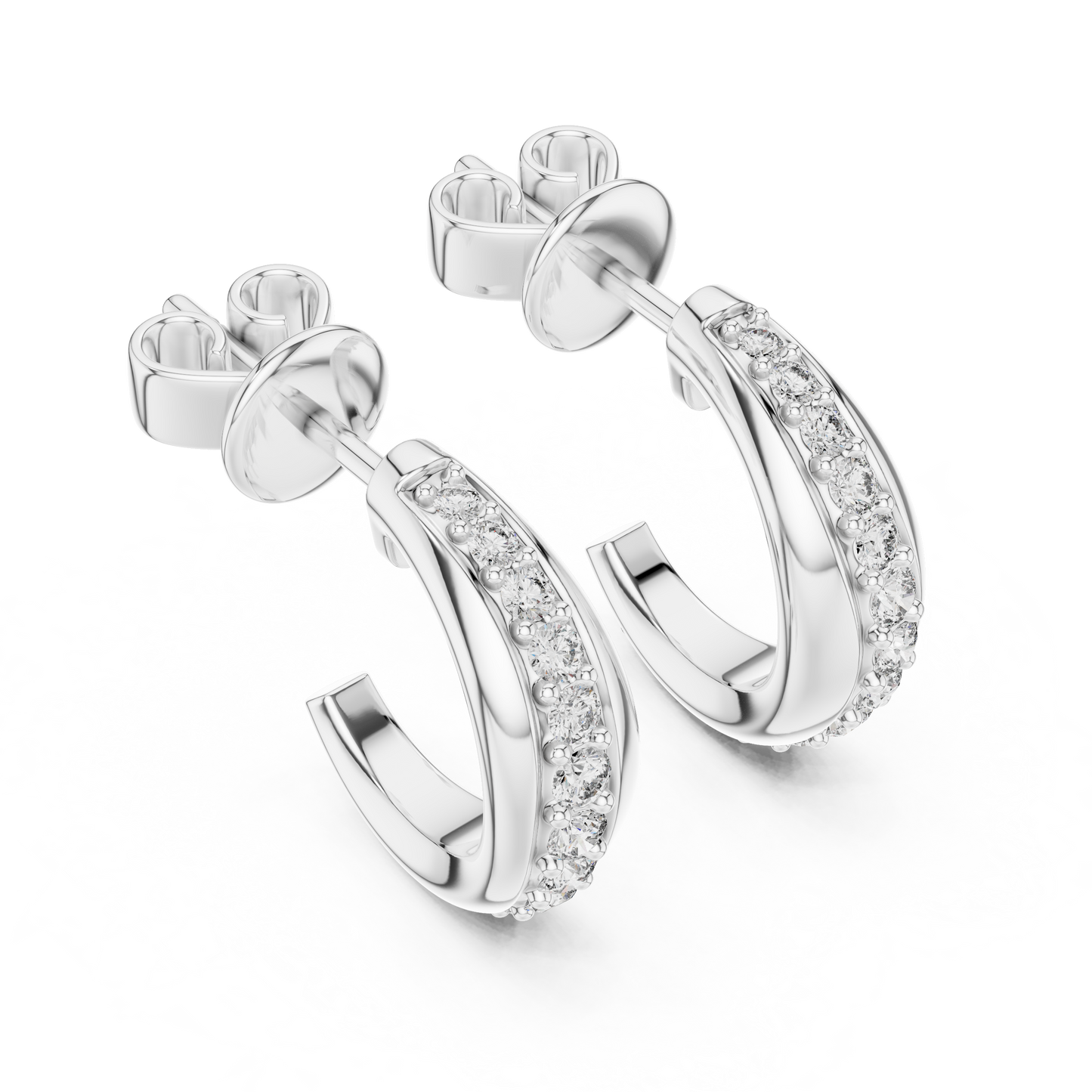 Round Lab Grown Diamond Half Hoop Earrings