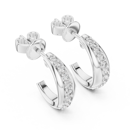 Round Lab Grown Diamond Half Hoop Earrings