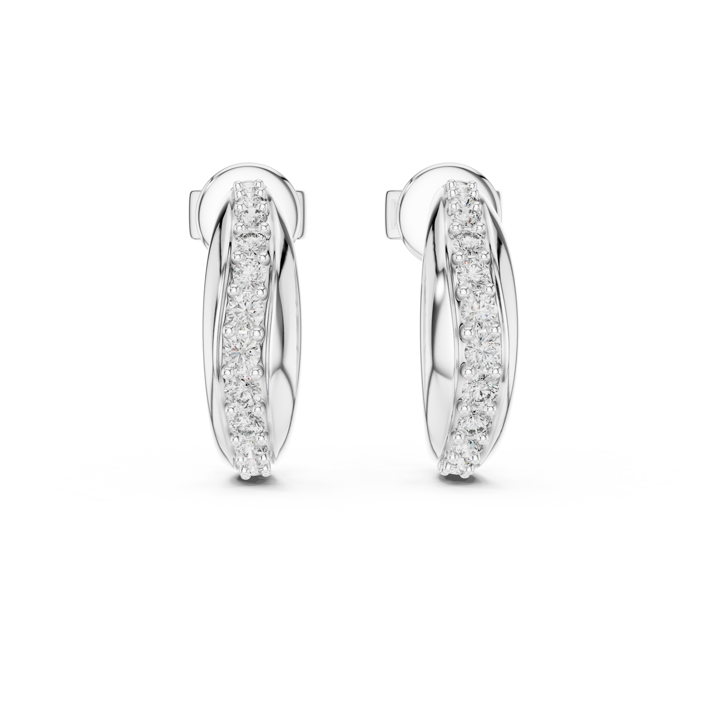 Round Lab Grown Diamond Half Hoop Earrings