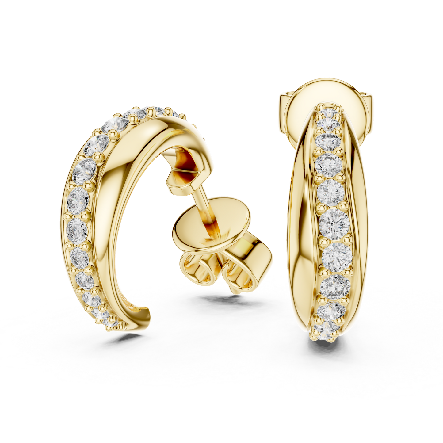 Round Lab Grown Diamond Half Hoop Earrings