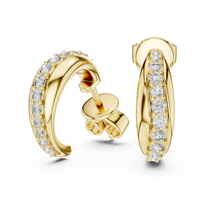 Round Lab Grown Diamond Half Hoop Earrings