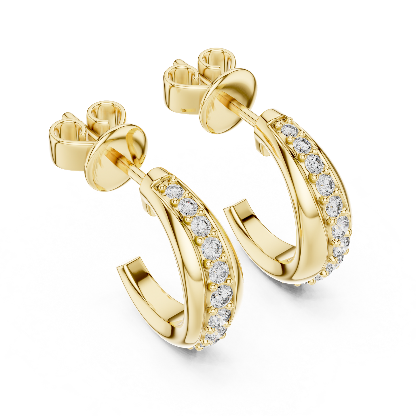 Round Lab Grown Diamond Half Hoop Earrings