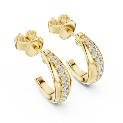 Round Lab Grown Diamond Half Hoop Earrings