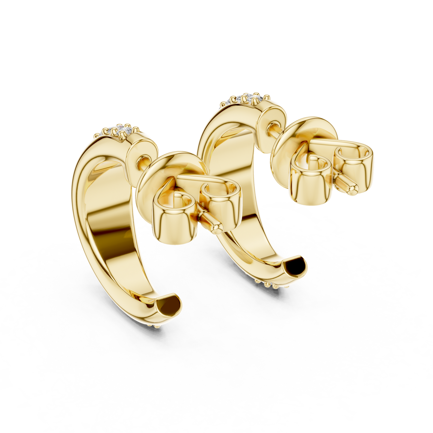 Round Lab Grown Diamond Half Hoop Earrings