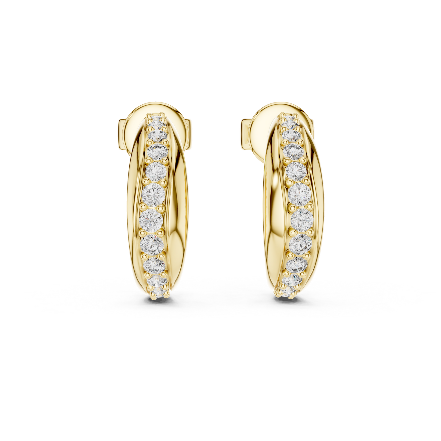 Round Lab Grown Diamond Half Hoop Earrings