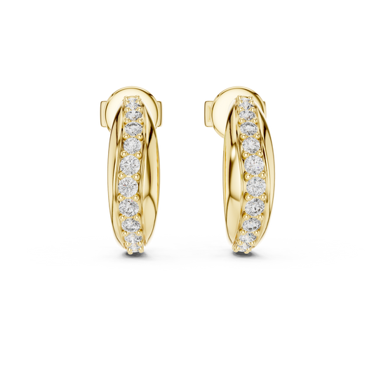 Round Lab Grown Diamond Half Hoop Earrings