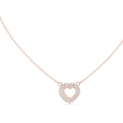 Double Row Lab Grown Diamond Open Heart Pendant