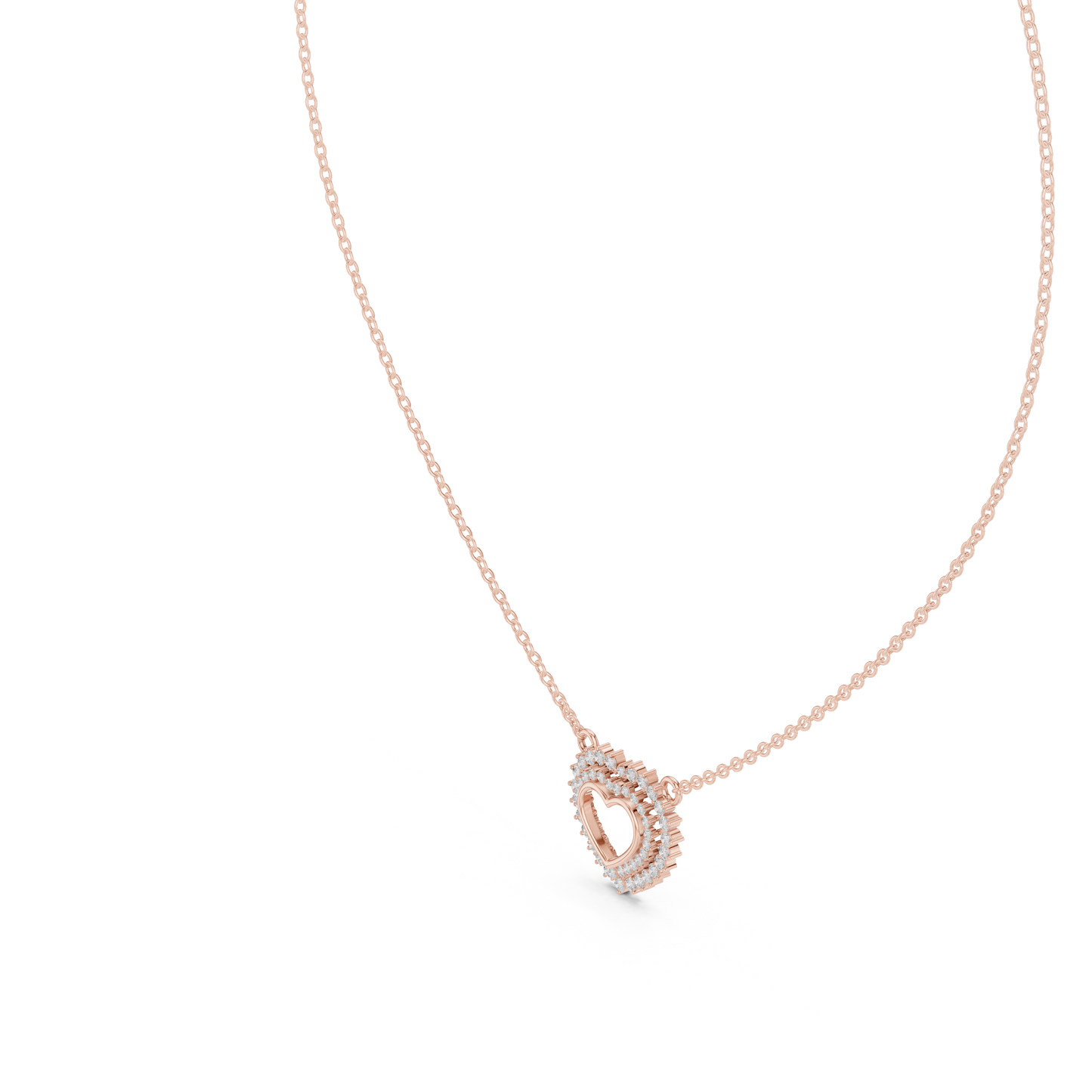 Double Row Lab Grown Diamond Open Heart Pendant