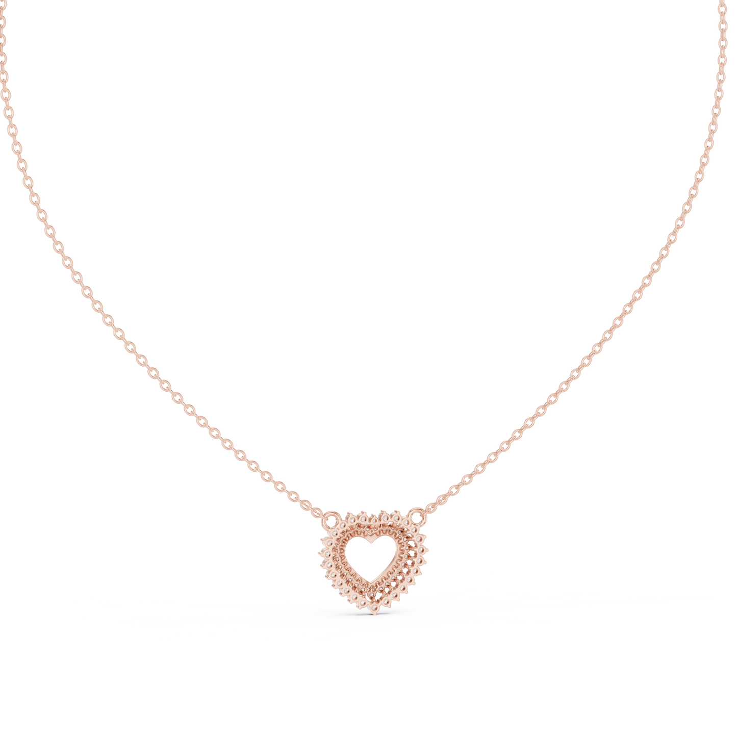 Double Row Lab Grown Diamond Open Heart Pendant