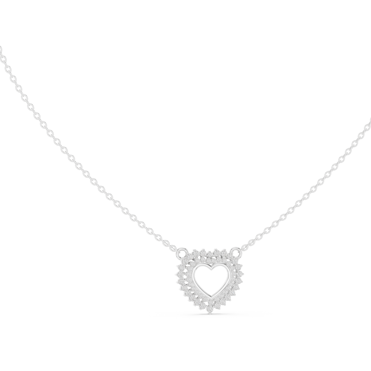 Double Row Lab Grown Diamond Open Heart Pendant