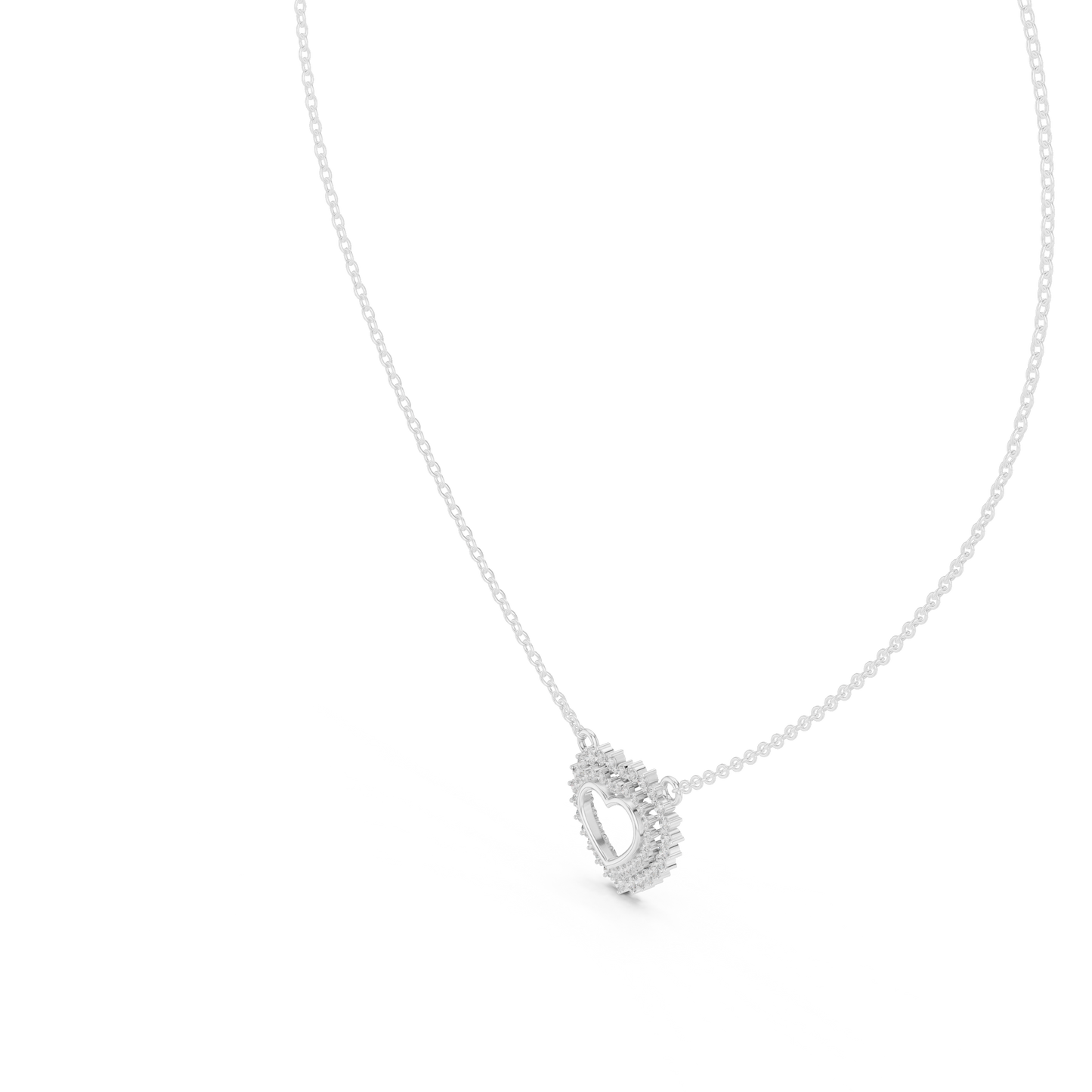 Double Row Lab Grown Diamond Open Heart Pendant